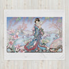 Geisha In Landscape Throw Blanket
