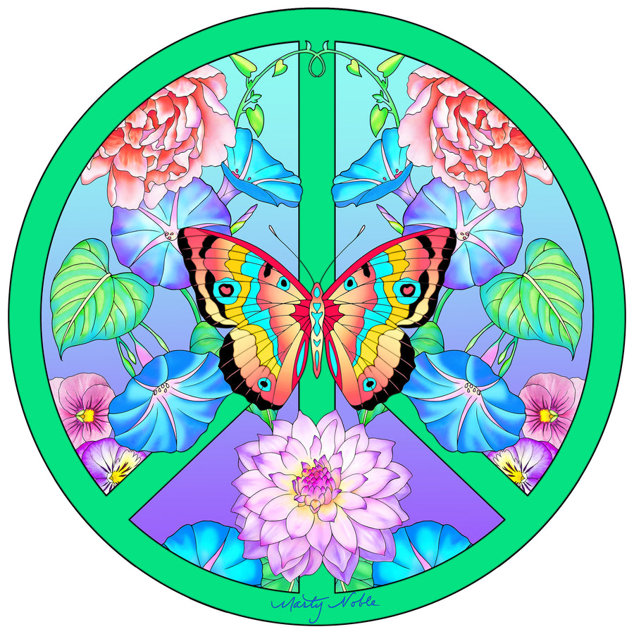 Peace Sign Butterfly Floral 1