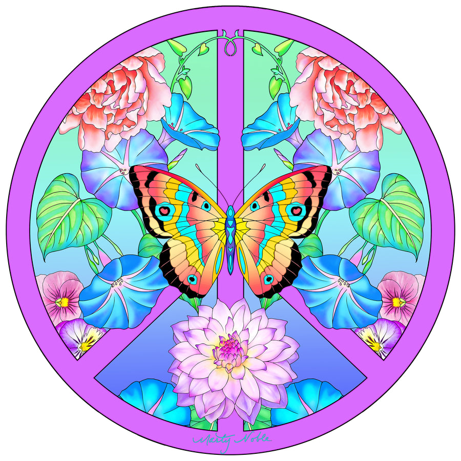 Peace Sign Butterfly Floral 2