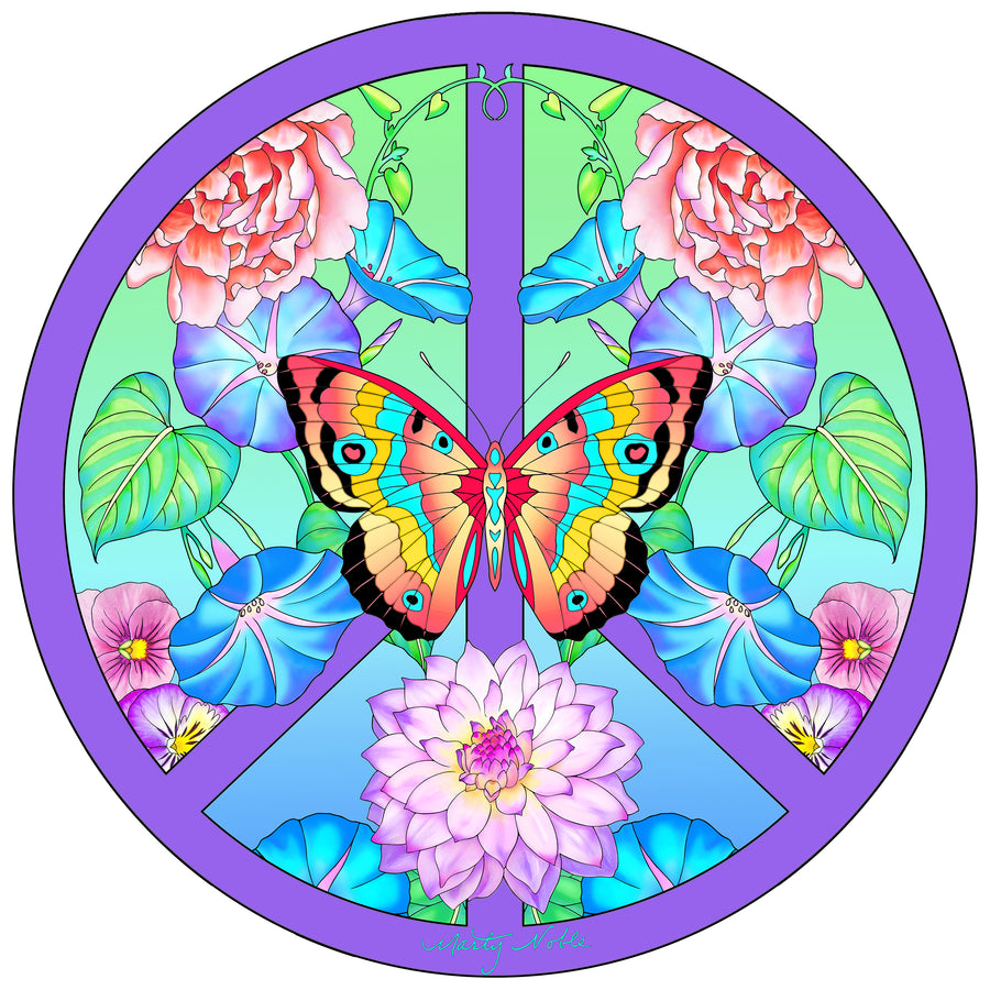 Peace Sign Butterfly Floral 3