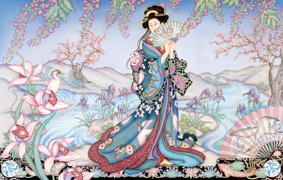 Geisha In Landscape