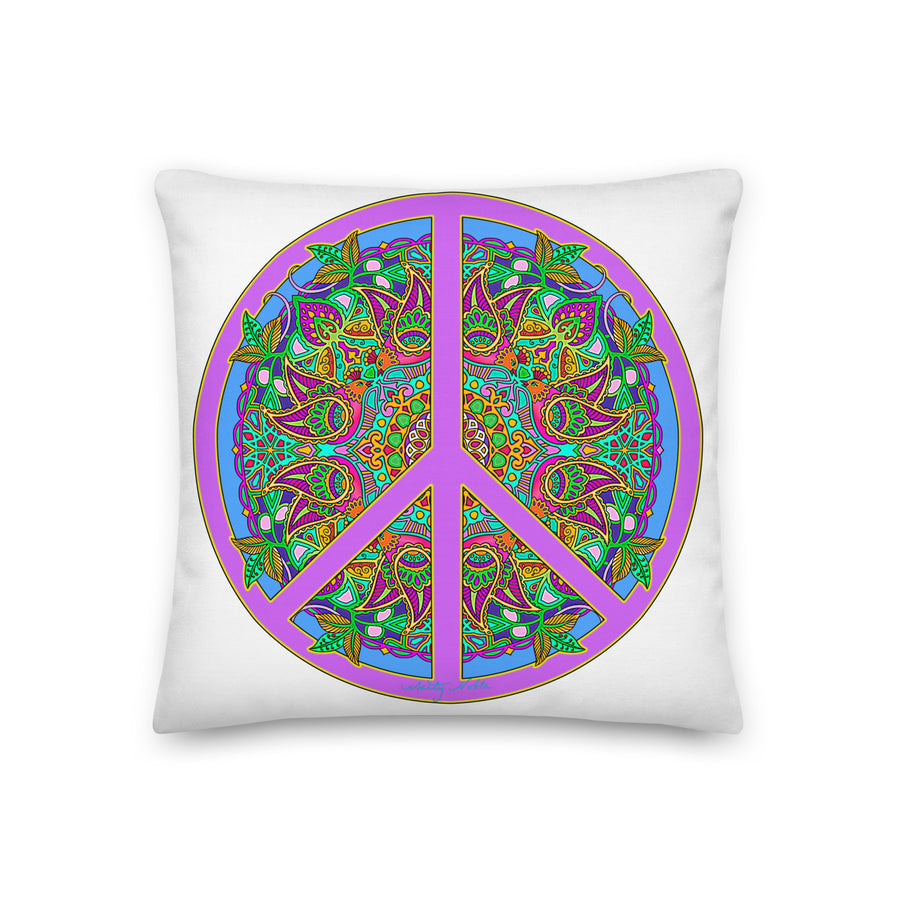 Peace Sign Birds Mandala 2 Premium Pillow