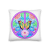 Peace Sign Butterfly Floral 2 Premium Pillow