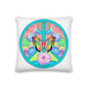 Peace Sign Butterfly Floral 4 Premium Pillow