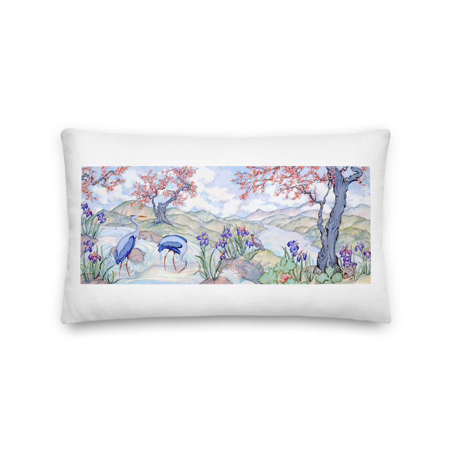 Herons and Landscape Premium Pillow