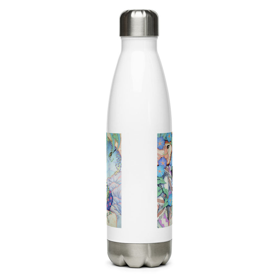 Woman and Morning Glories Stainless Steel Water Bottle