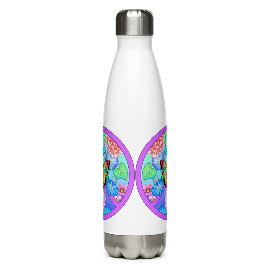 Peace Sign Butterfly Floral 2 Stainless Steel Water Bottle
