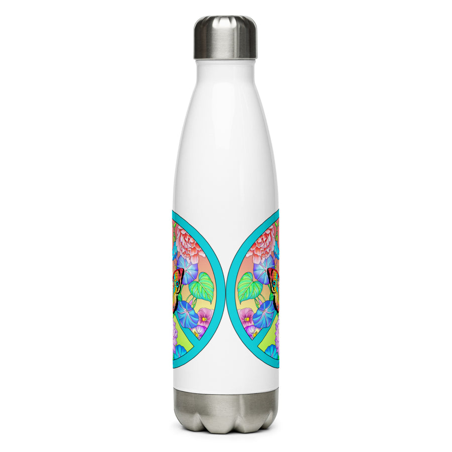 Peace Sign Butterfly Floral 4 Stainless Steel Water Bottle
