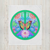 Peace Sign Butterfly Floral 1 Throw Blanket