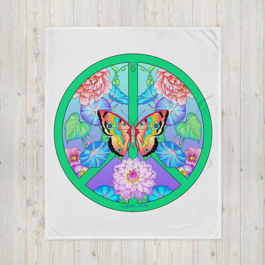 Peace Sign Butterfly Floral 1 Throw Blanket