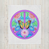 Peace Sign Butterfly Floral 2 Throw Blanket