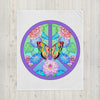 Peace Sign Butterfly Floral 3 Throw Blanket