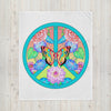 Peace Sign Butterfly Floral 4 Throw Blanket