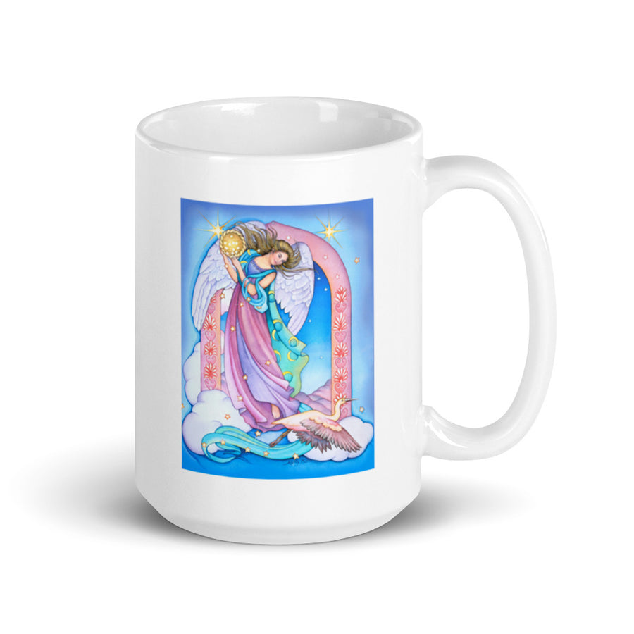 Angel of Abundance White glossy mug