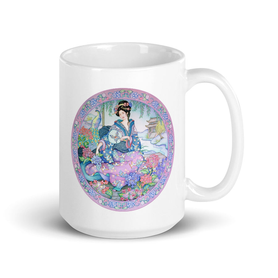 Hydrangea Maiden White glossy mug