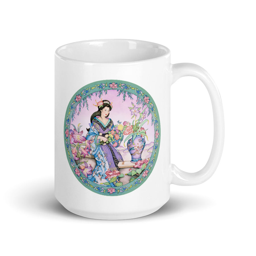 Flower Maiden Lily White glossy mug