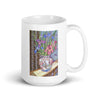 Irises In Ming Jar White glossy mug
