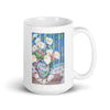 Cala Lilies In Vase White glossy mug