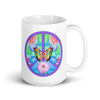 Peace Sign Butterfly Floral 3 White Glossy Mug